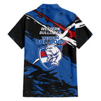 Western Bulldogs Family Matching Summer Maxi Dress and Hawaiian Shirt Footscray Muscular Mascot Graphic - Abstract Paint Splatter Art