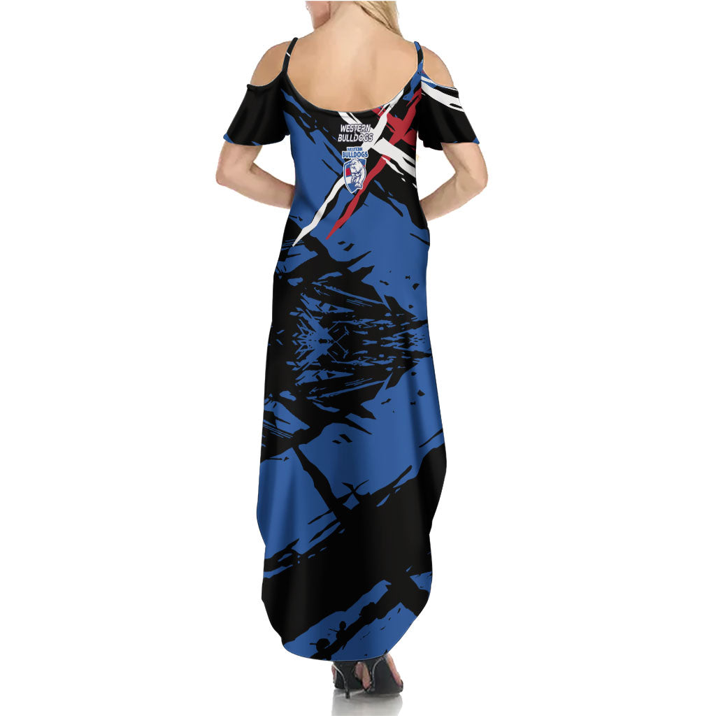 Western Bulldogs Family Matching Summer Maxi Dress and Hawaiian Shirt Footscray Muscular Mascot Graphic - Abstract Paint Splatter Art