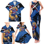 Western Bulldogs Family Matching Tank Maxi Dress and Hawaiian Shirt Footscray Muscular Mascot Graphic - Abstract Paint Splatter Art