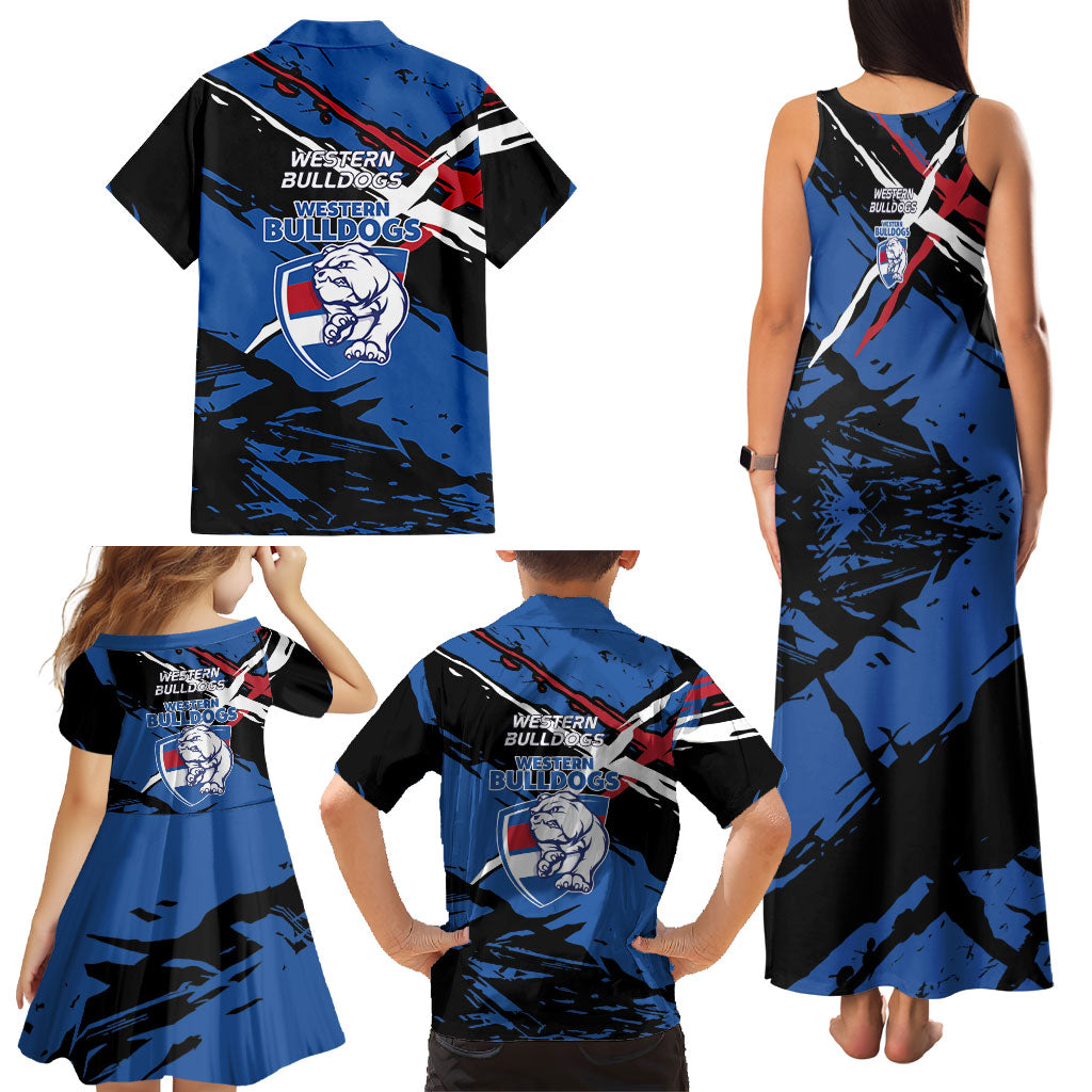Western Bulldogs Family Matching Tank Maxi Dress and Hawaiian Shirt Footscray Muscular Mascot Graphic - Abstract Paint Splatter Art