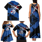 Western Bulldogs Family Matching Tank Maxi Dress and Hawaiian Shirt Footscray Muscular Mascot Graphic - Abstract Paint Splatter Art