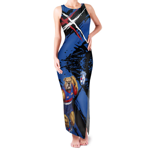 Western Bulldogs Family Matching Tank Maxi Dress and Hawaiian Shirt Footscray Muscular Mascot Graphic - Abstract Paint Splatter Art