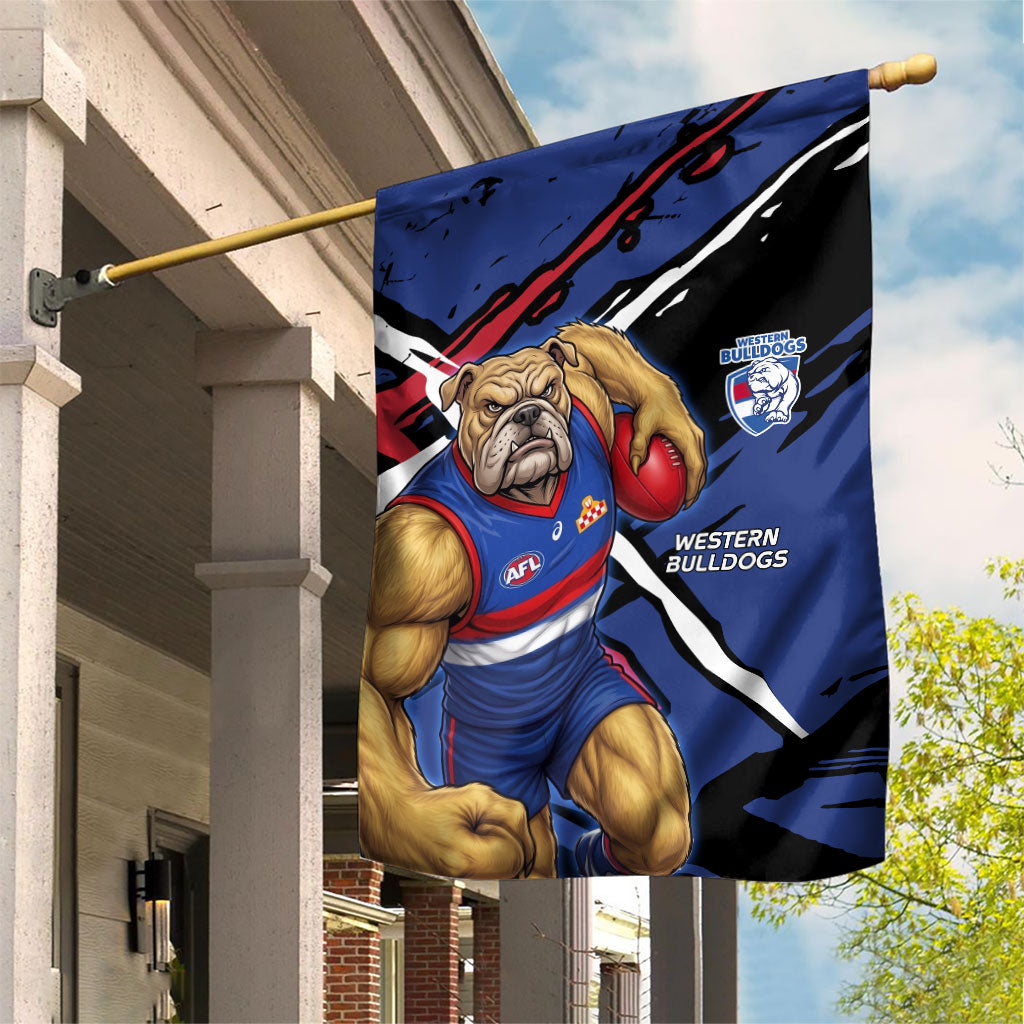 Western Bulldogs Garden Flag Footscray Muscular Mascot Graphic - Abstract Paint Splatter Art