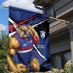 Western Bulldogs Garden Flag Footscray Muscular Mascot Graphic - Abstract Paint Splatter Art