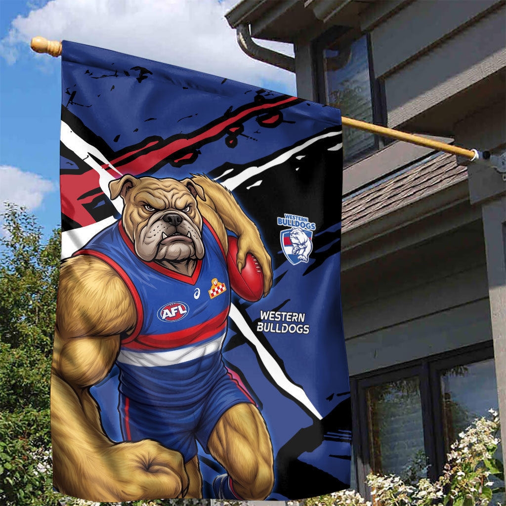 Western Bulldogs Garden Flag Footscray Muscular Mascot Graphic - Abstract Paint Splatter Art