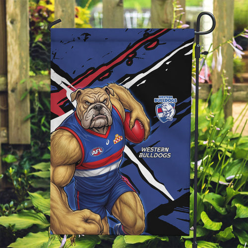 Western Bulldogs Garden Flag Footscray Muscular Mascot Graphic - Abstract Paint Splatter Art