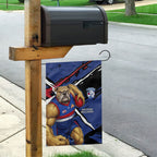 Western Bulldogs Garden Flag Footscray Muscular Mascot Graphic - Abstract Paint Splatter Art