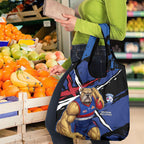 Western Bulldogs Grocery Bag Footscray Muscular Mascot Graphic - Abstract Paint Splatter Art