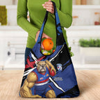 Western Bulldogs Grocery Bag Footscray Muscular Mascot Graphic - Abstract Paint Splatter Art