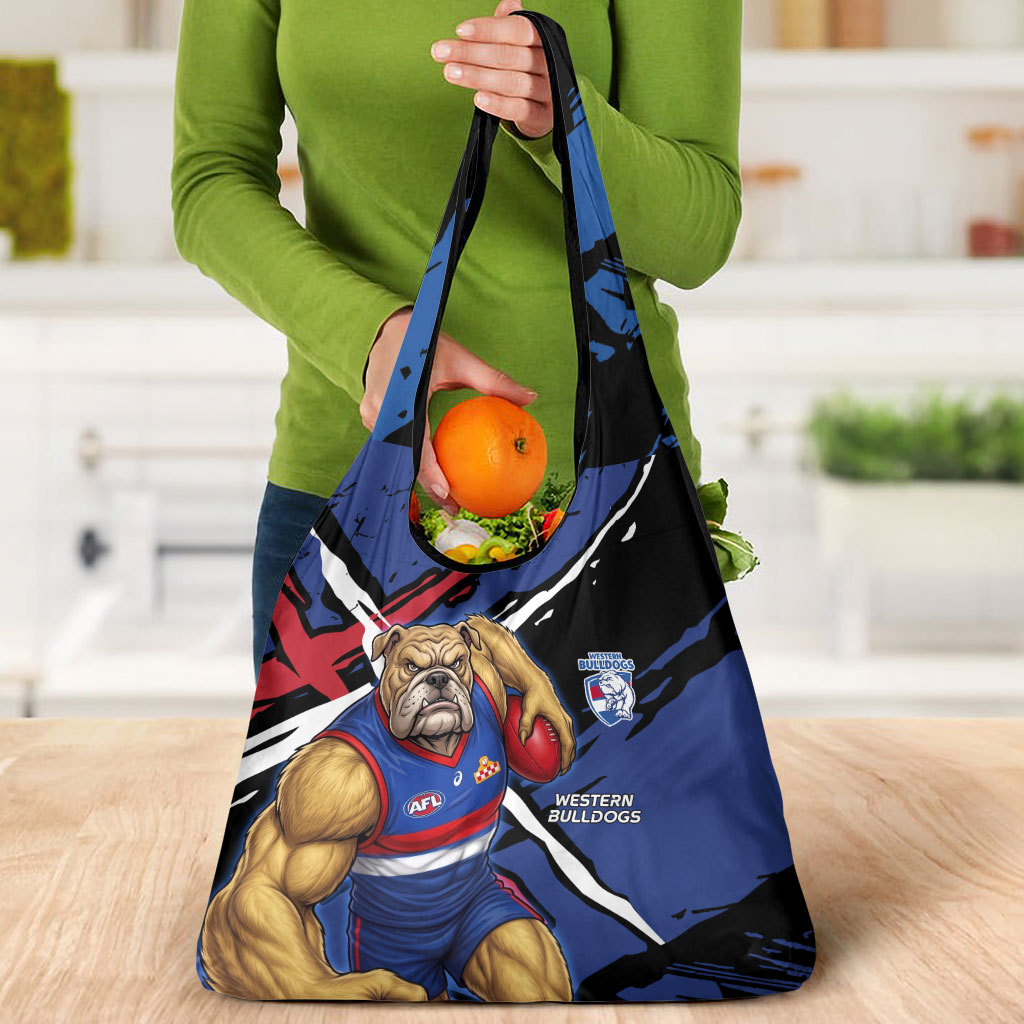 Western Bulldogs Grocery Bag Footscray Muscular Mascot Graphic - Abstract Paint Splatter Art