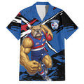 Western Bulldogs Hawaiian Shirt Footscray Muscular Mascot Graphic - Abstract Paint Splatter Art