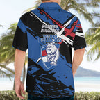 Western Bulldogs Hawaiian Shirt Footscray Muscular Mascot Graphic - Abstract Paint Splatter Art