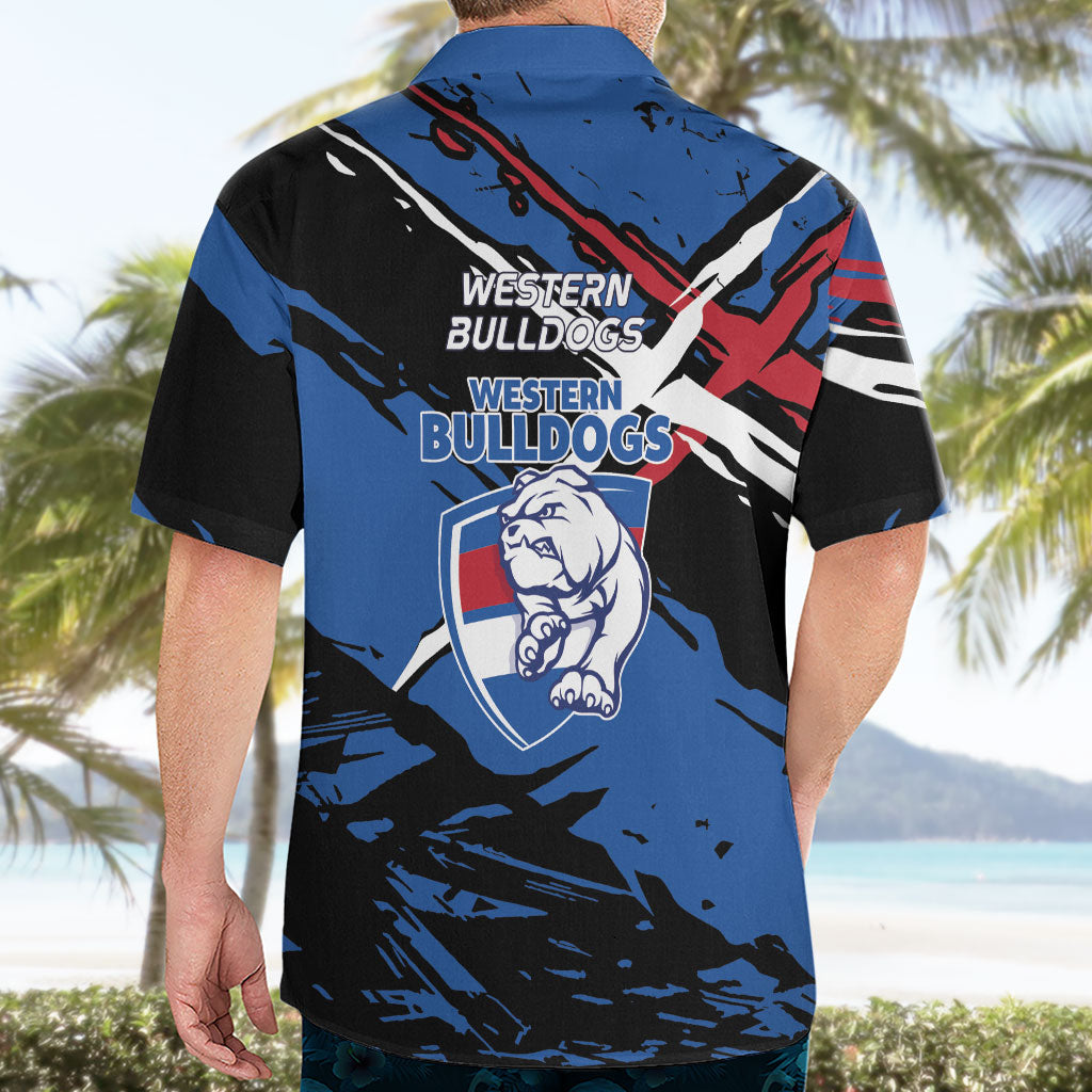 Western Bulldogs Hawaiian Shirt Footscray Muscular Mascot Graphic - Abstract Paint Splatter Art