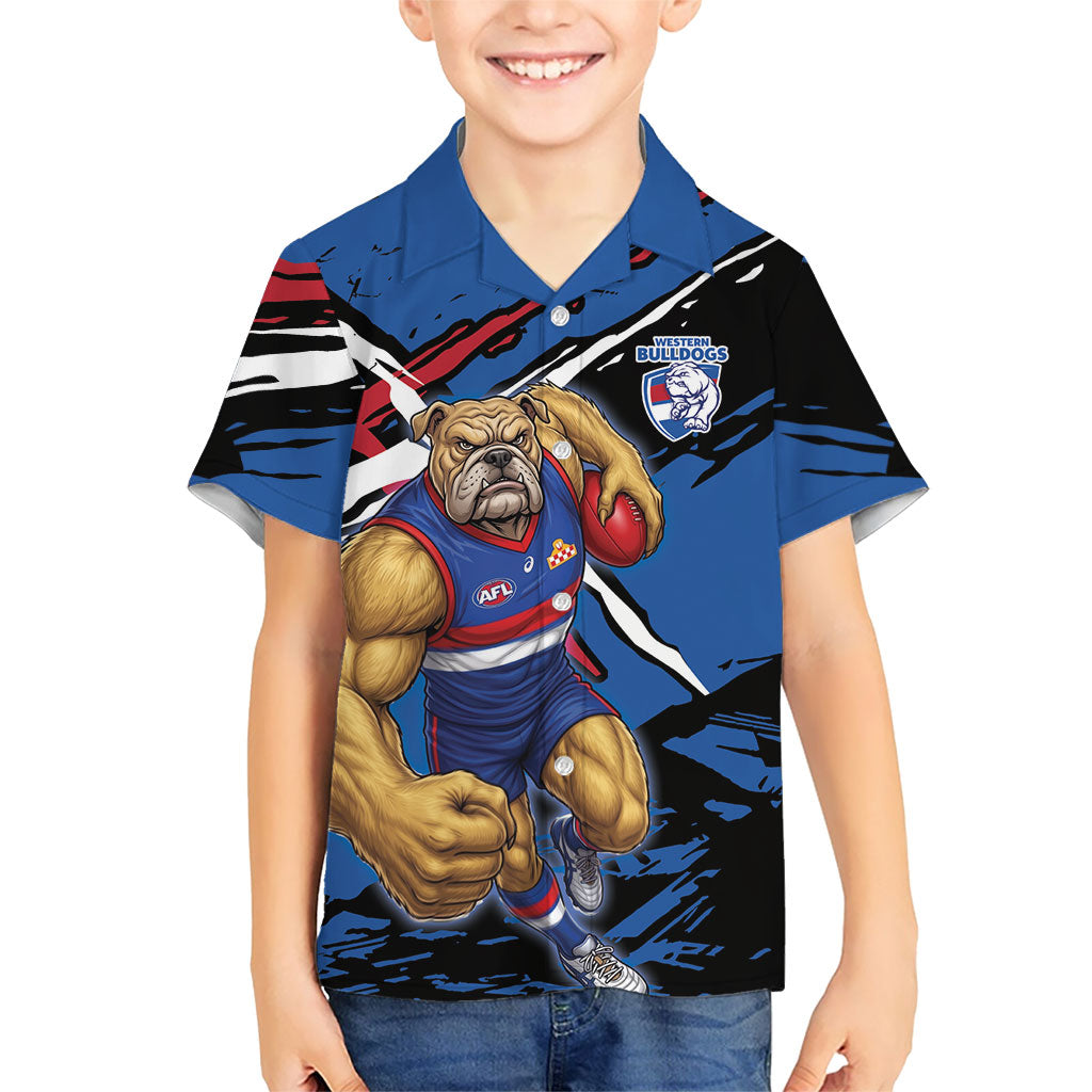 Western Bulldogs Hawaiian Shirt Footscray Muscular Mascot Graphic - Abstract Paint Splatter Art