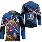 Western Bulldogs Hockey Jersey Footscray Muscular Mascot Graphic - Abstract Paint Splatter Art