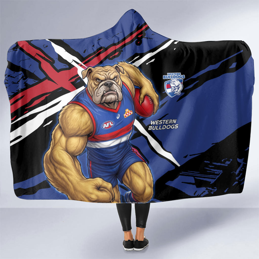 Western Bulldogs Hooded Blanket Footscray Muscular Mascot Graphic - Abstract Paint Splatter Art