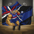 Western Bulldogs Hooded Blanket Footscray Muscular Mascot Graphic - Abstract Paint Splatter Art