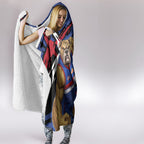 Western Bulldogs Hooded Blanket Footscray Muscular Mascot Graphic - Abstract Paint Splatter Art
