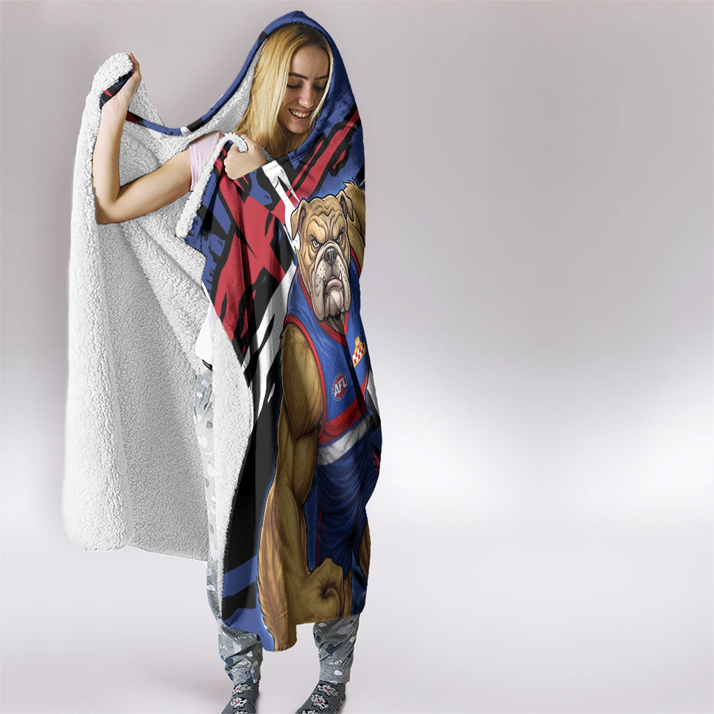 Western Bulldogs Hooded Blanket Footscray Muscular Mascot Graphic - Abstract Paint Splatter Art