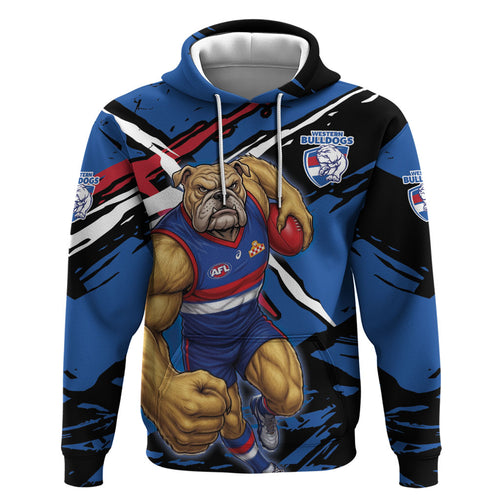 Western Bulldogs Hoodie Footscray Muscular Mascot Graphic - Abstract Paint Splatter Art