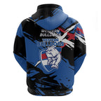 Western Bulldogs Hoodie Footscray Muscular Mascot Graphic - Abstract Paint Splatter Art