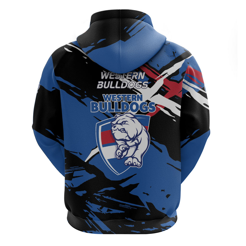 Western Bulldogs Hoodie Footscray Muscular Mascot Graphic - Abstract Paint Splatter Art