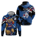 Western Bulldogs Hoodie Footscray Muscular Mascot Graphic - Abstract Paint Splatter Art
