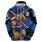 Western Bulldogs Hoodie Footscray Muscular Mascot Graphic - Abstract Paint Splatter Art