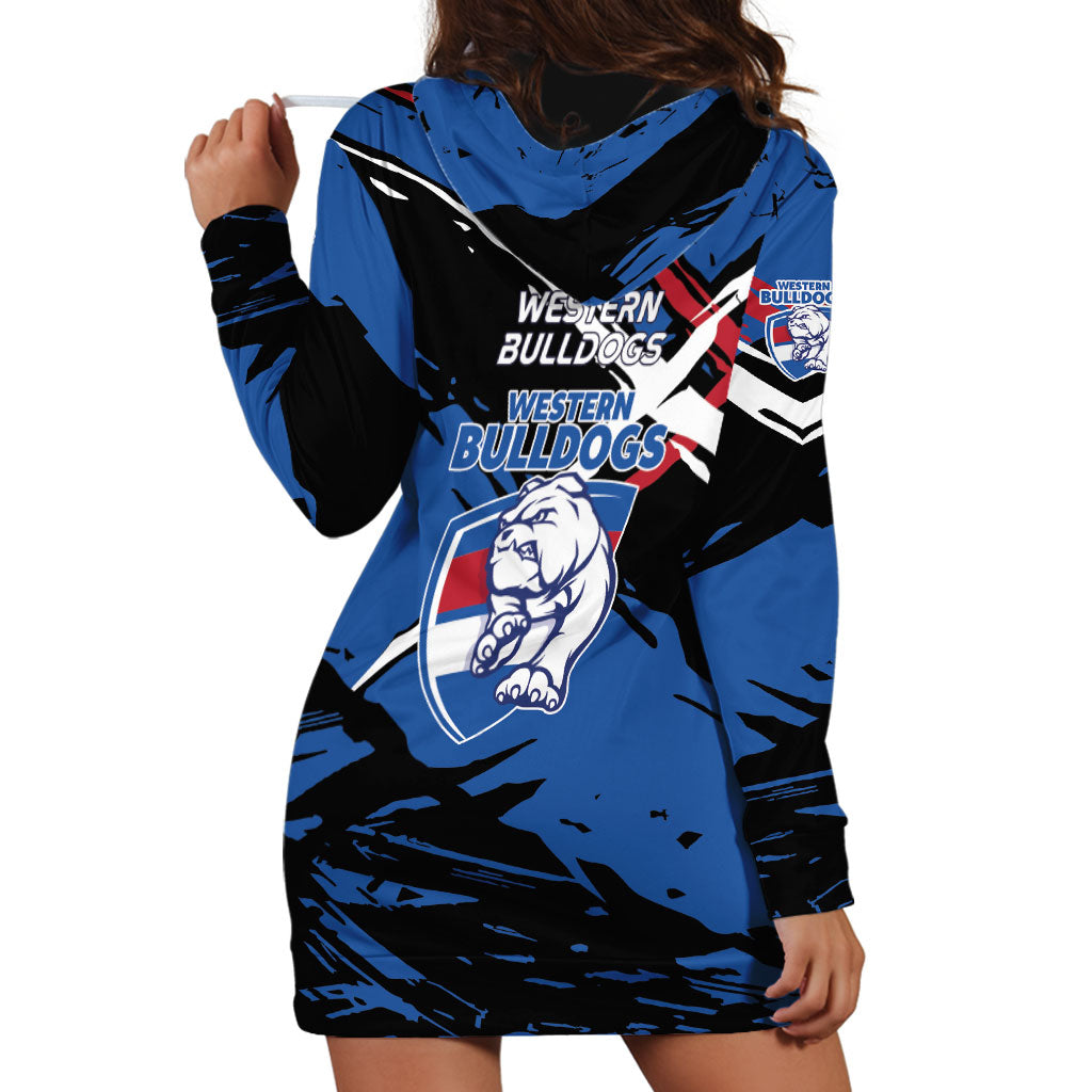 Western Bulldogs Hoodie Dress Footscray Muscular Mascot Graphic - Abstract Paint Splatter Art