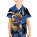 Western Bulldogs Kid Hawaiian Shirt Footscray Muscular Mascot Graphic - Abstract Paint Splatter Art