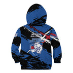 Western Bulldogs Kid Hoodie Footscray Muscular Mascot Graphic - Abstract Paint Splatter Art