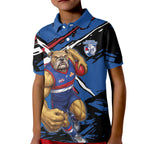 Western Bulldogs Kid Polo Shirt Footscray Muscular Mascot Graphic - Abstract Paint Splatter Art
