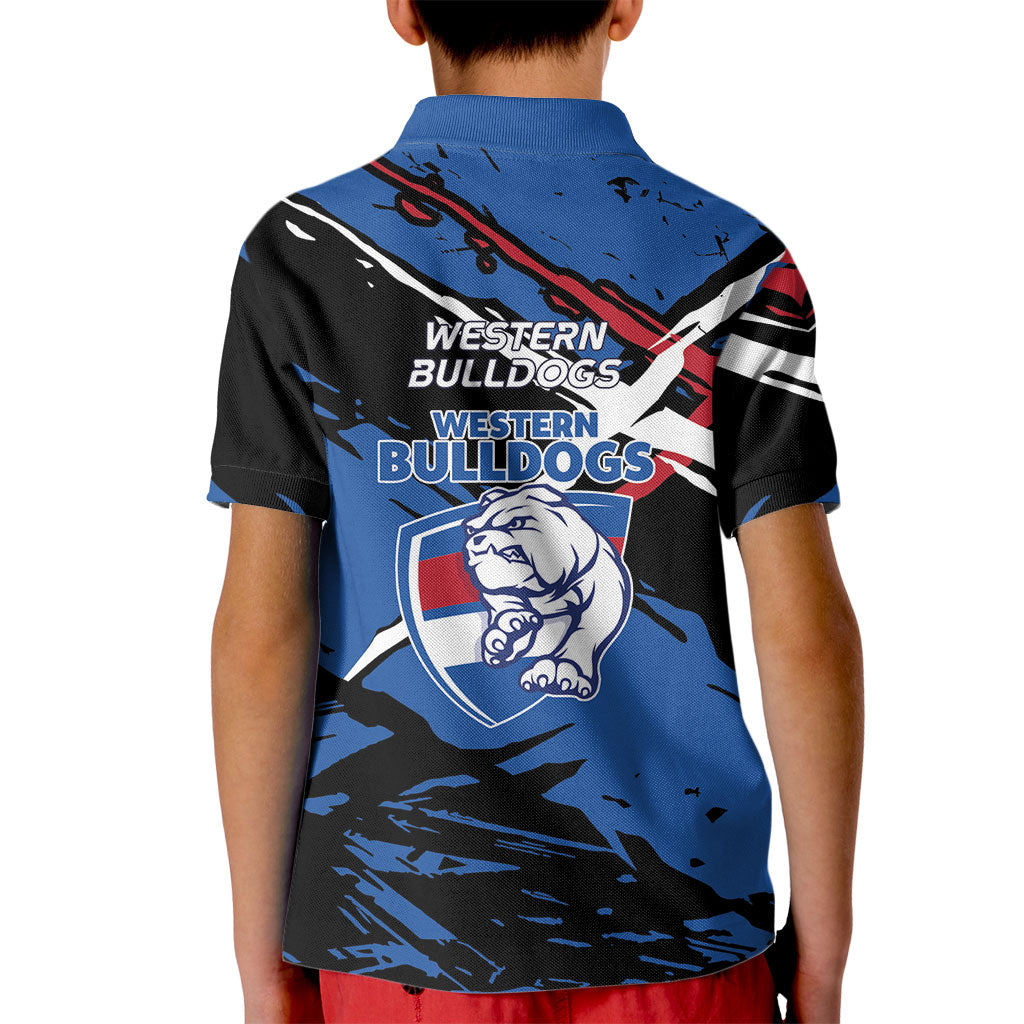 Western Bulldogs Kid Polo Shirt Footscray Muscular Mascot Graphic - Abstract Paint Splatter Art