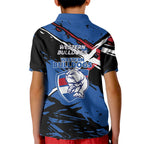 Western Bulldogs Kid Polo Shirt Footscray Muscular Mascot Graphic - Abstract Paint Splatter Art
