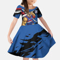 Western Bulldogs Kid Short Sleeve Dress Footscray Muscular Mascot Graphic - Abstract Paint Splatter Art