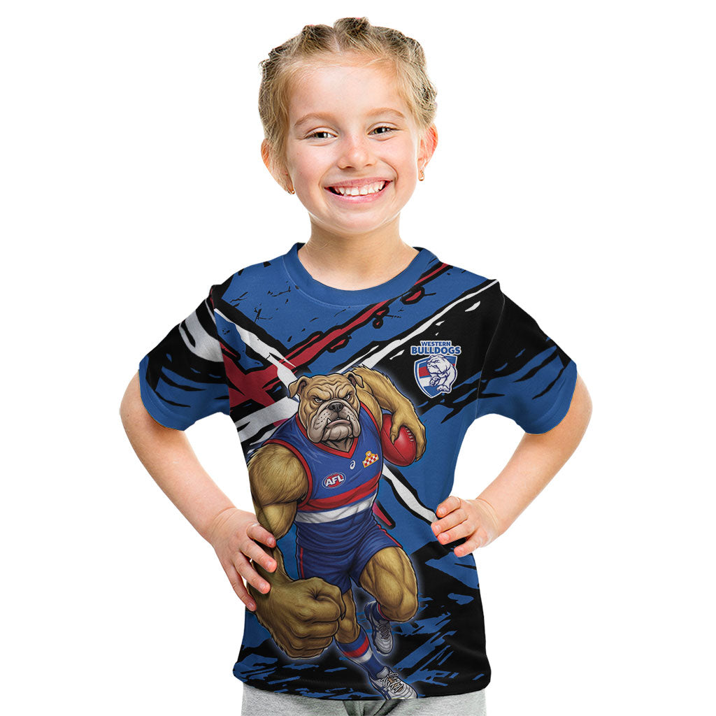 Western Bulldogs Kid T Shirt Footscray Muscular Mascot Graphic - Abstract Paint Splatter Art