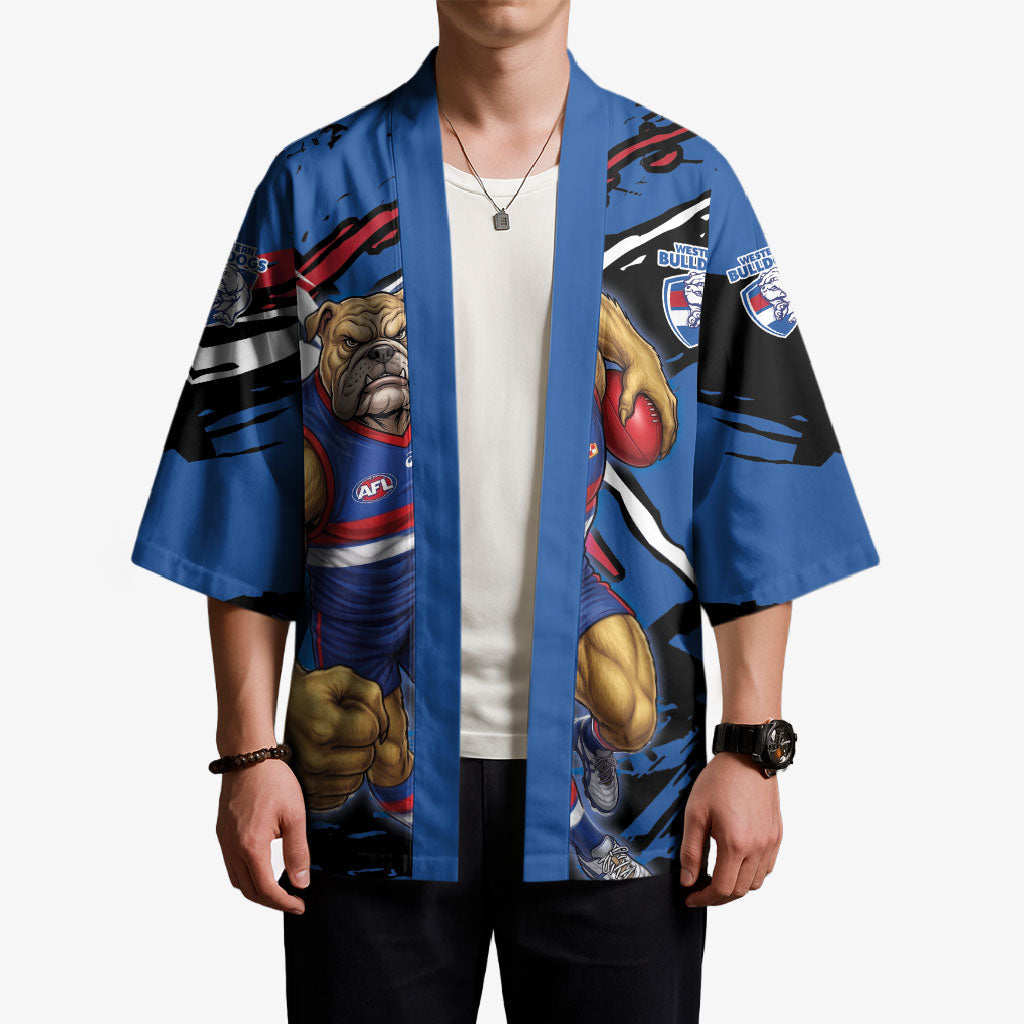 Western Bulldogs Kimono Footscray Muscular Mascot Graphic - Abstract Paint Splatter Art