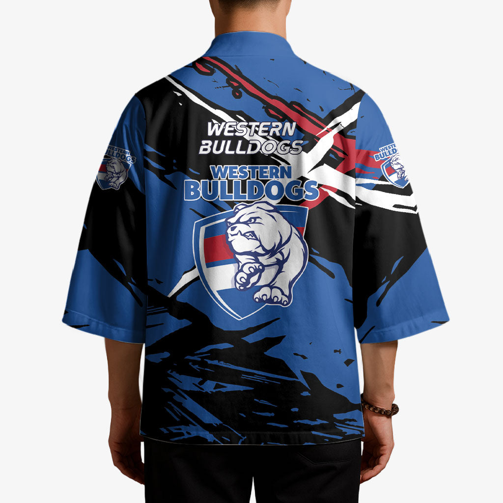 Western Bulldogs Kimono Footscray Muscular Mascot Graphic - Abstract Paint Splatter Art