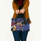 Western Bulldogs Leather Bag Footscray Muscular Mascot Graphic - Abstract Paint Splatter Art
