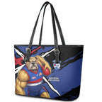 Western Bulldogs Leather Tote Bag Footscray Muscular Mascot Graphic - Abstract Paint Splatter Art