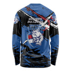 Western Bulldogs Long Sleeve Shirt Footscray Muscular Mascot Graphic - Abstract Paint Splatter Art