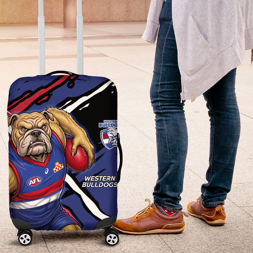 Western Bulldogs Luggage Cover Footscray Muscular Mascot Graphic - Abstract Paint Splatter Art