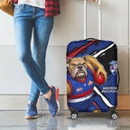 Western Bulldogs Luggage Cover Footscray Muscular Mascot Graphic - Abstract Paint Splatter Art