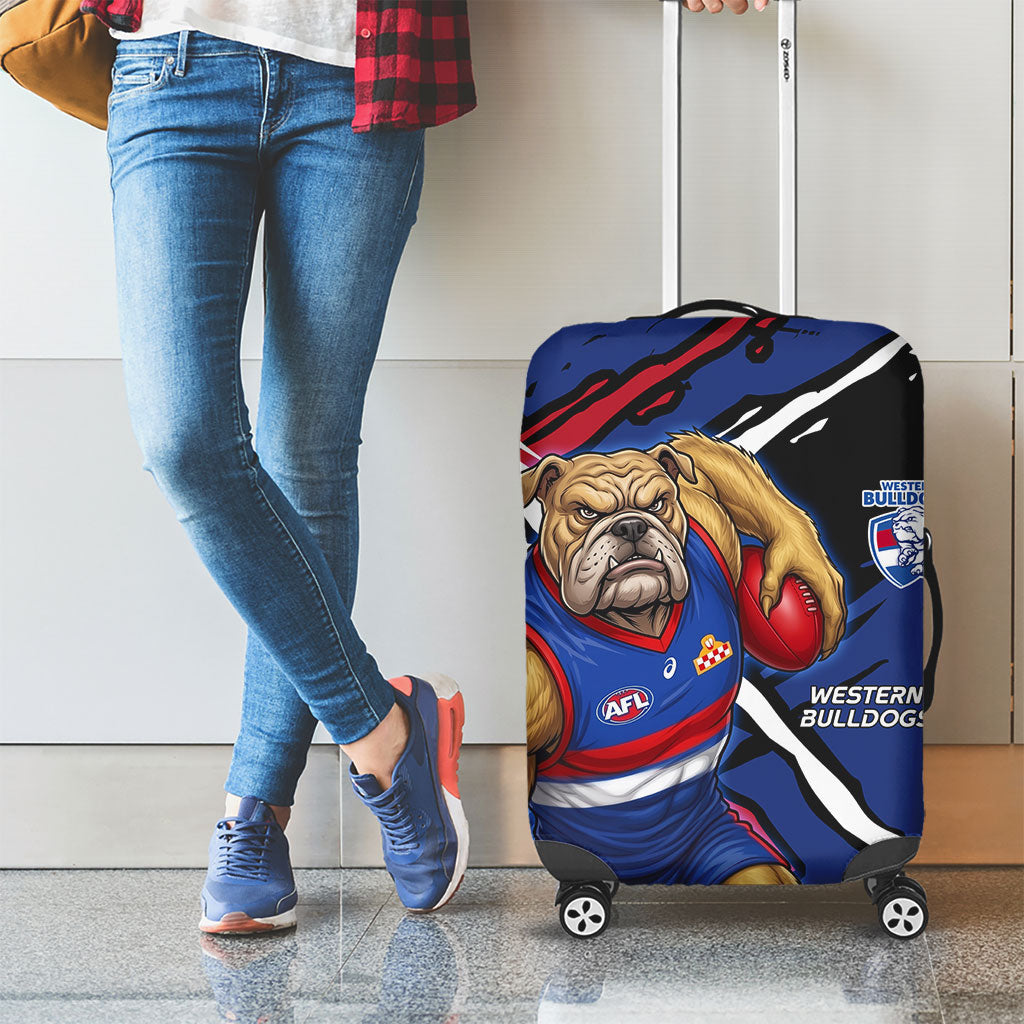 Western Bulldogs Luggage Cover Footscray Muscular Mascot Graphic - Abstract Paint Splatter Art