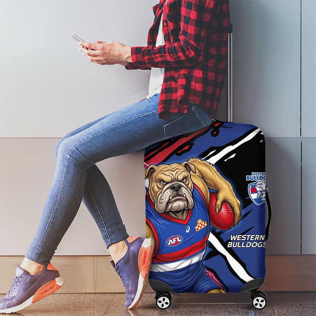 Western Bulldogs Luggage Cover Footscray Muscular Mascot Graphic - Abstract Paint Splatter Art