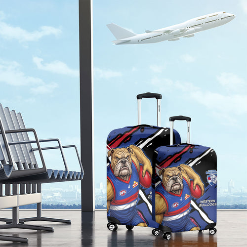 Western Bulldogs Luggage Cover Footscray Muscular Mascot Graphic - Abstract Paint Splatter Art