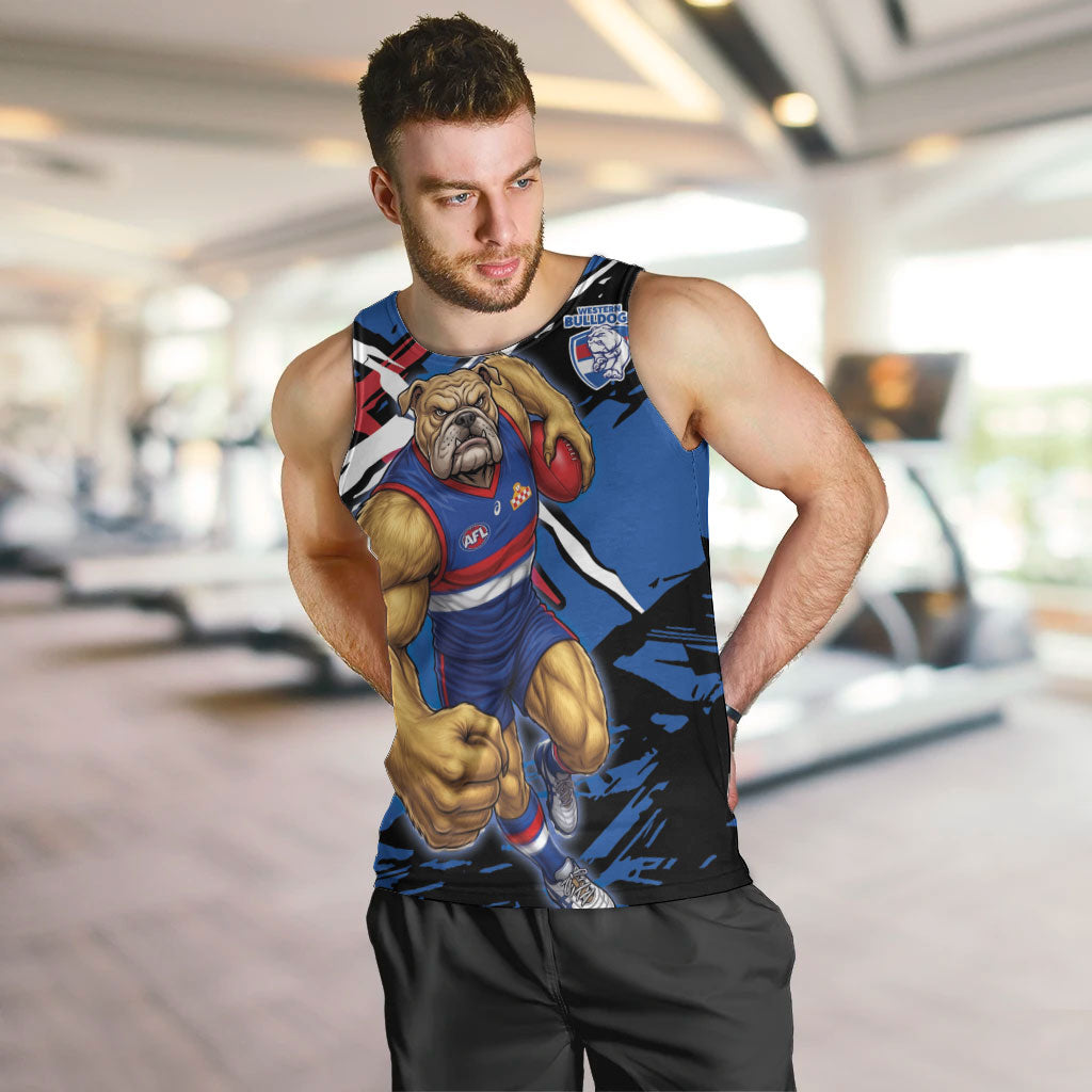 Western Bulldogs Men Tank Top Footscray Muscular Mascot Graphic - Abstract Paint Splatter Art