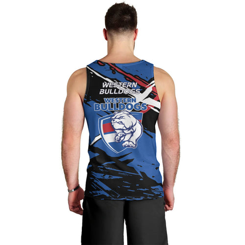 Western Bulldogs Men Tank Top Footscray Muscular Mascot Graphic - Abstract Paint Splatter Art