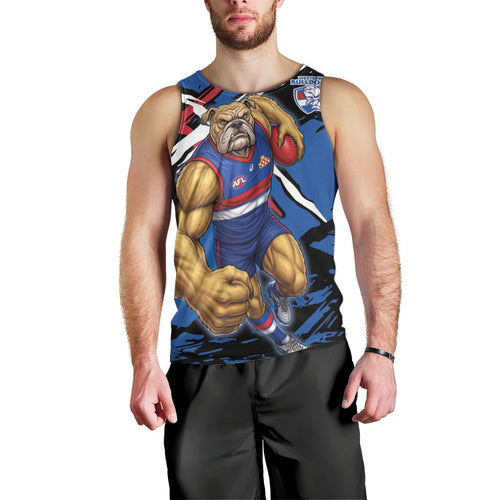 Western Bulldogs Men Tank Top Footscray Muscular Mascot Graphic - Abstract Paint Splatter Art