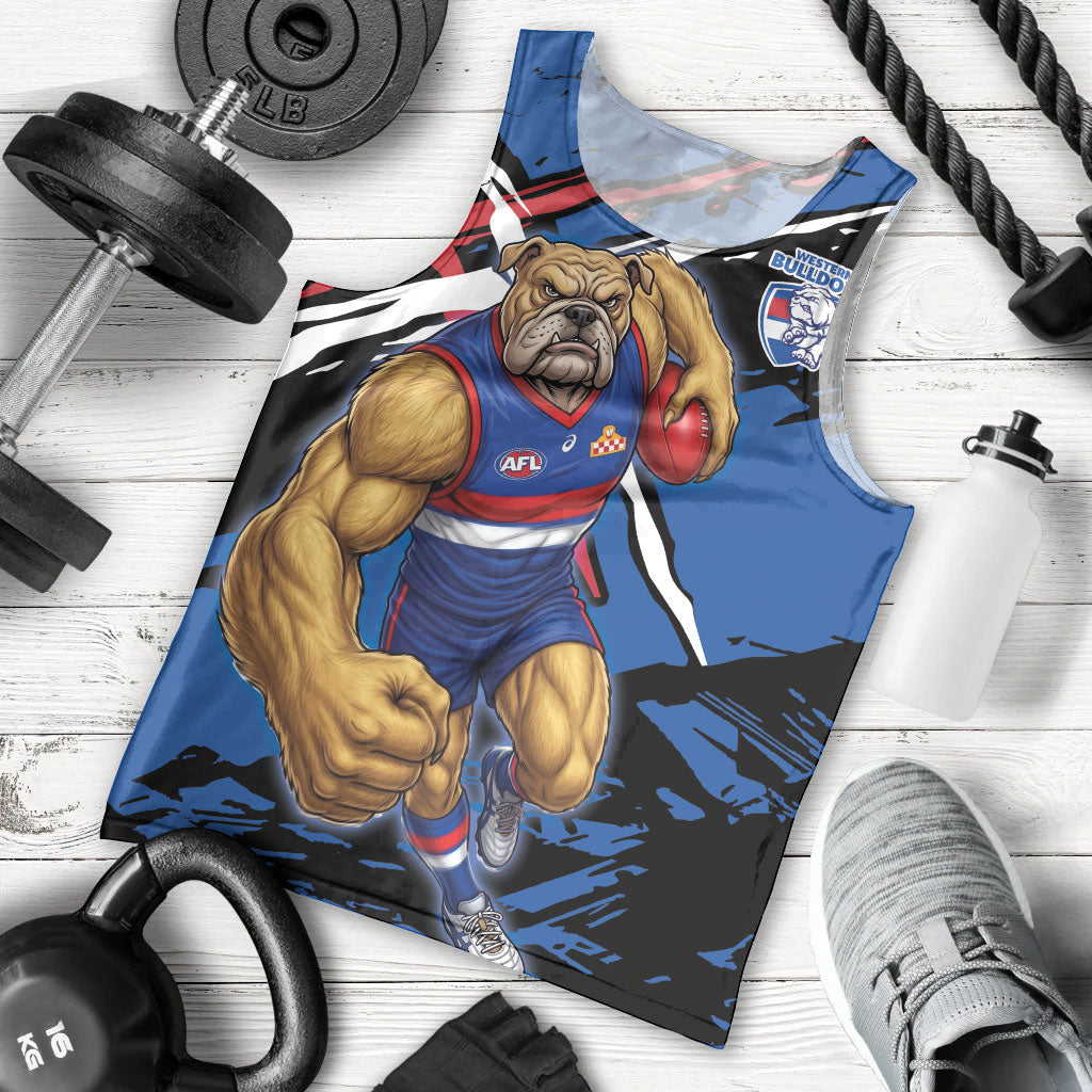 Western Bulldogs Men Tank Top Footscray Muscular Mascot Graphic - Abstract Paint Splatter Art
